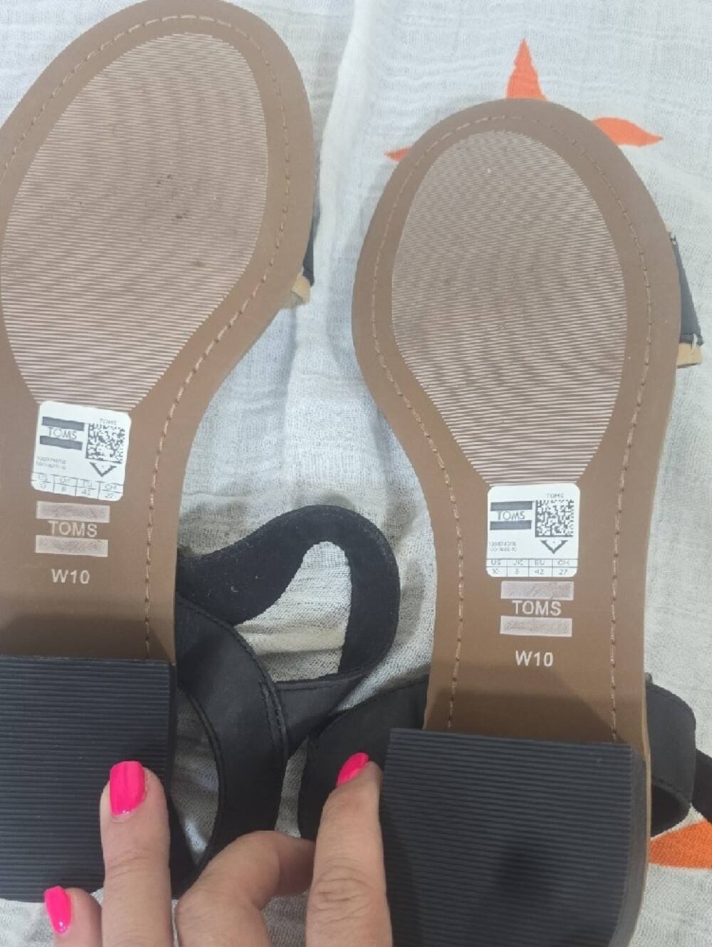 Black Ankle-Strap Sandals with Tan Trim - Women's Size 10 - Picture 4 of 4
